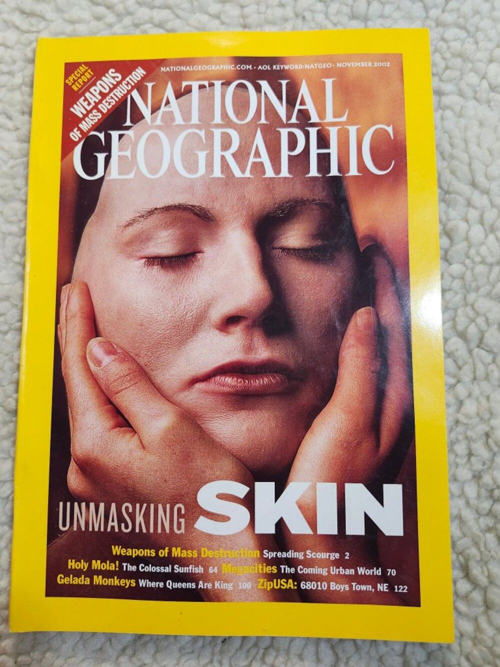 National Geographic Magazine Nov 2002 Unmasking Skin Issue Yellow Border Vintage